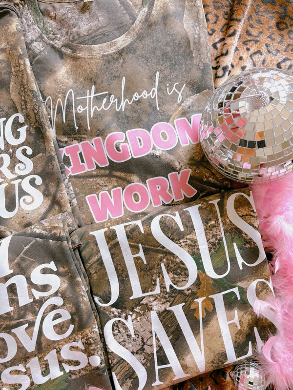 Jesus saves camo tee