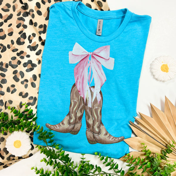 Pretty Bow cowgirl boots tee