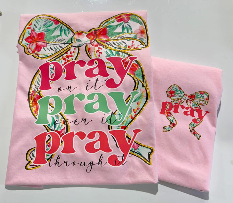 Floral Bow - Pray on it front/back tee
