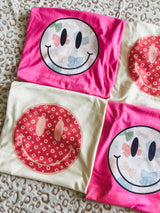 Bow smiley pink tee (adult and youth)