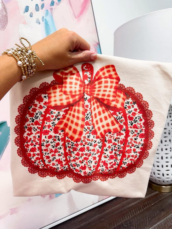 Sweet seersucker floral pumpkin tee