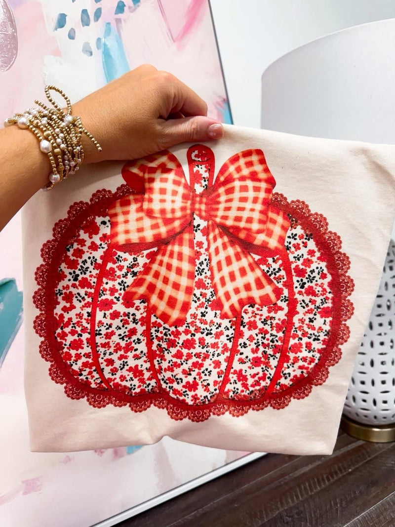 Sweet seersucker floral pumpkin tee