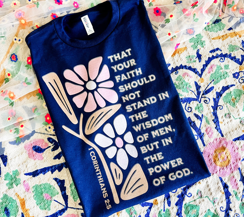 Power of God deep navy tee
