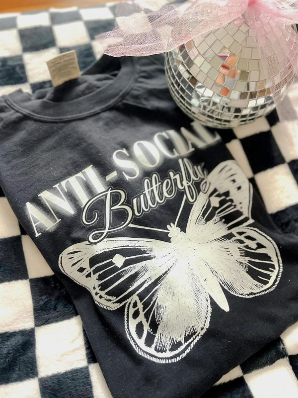 Anti social butterfly tee