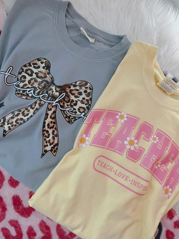 Leopard Bow Teacher tee