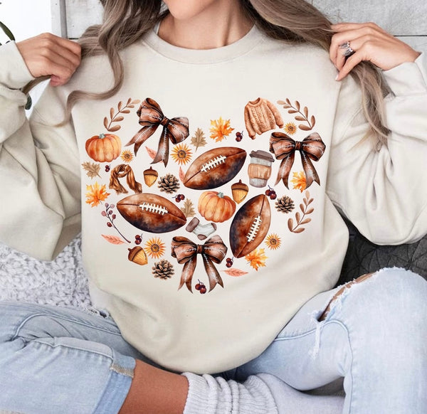 Football fall heart sweatshirt