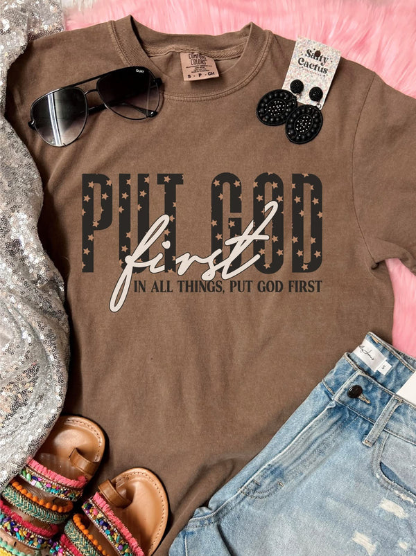 Put God first espresso tee
