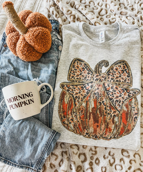 Leopard bow Ash pumpkin tee