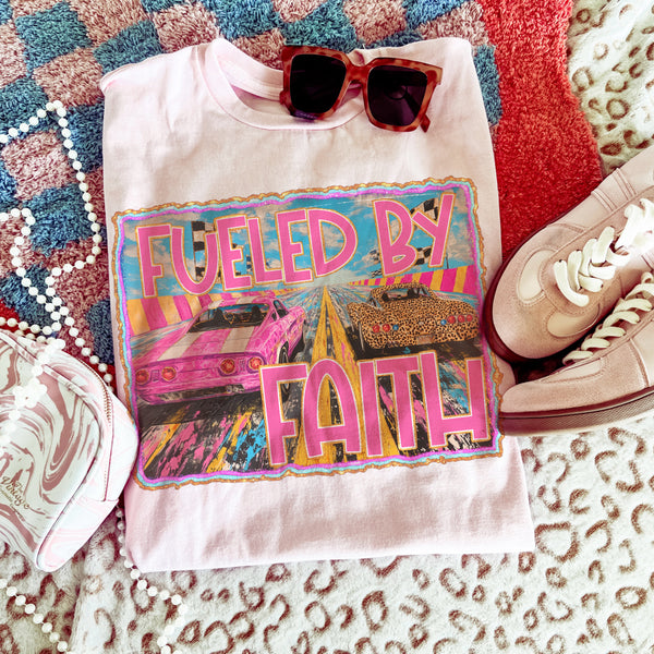 Fueled by faith baby pink tee