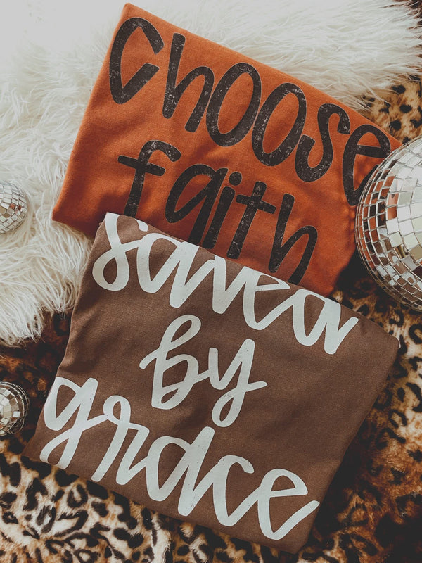 Saved by Grace, espresso tee
