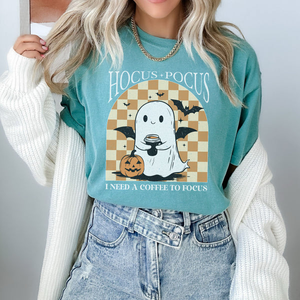 Hocus Pocus Coffee Focus Seafoam tee