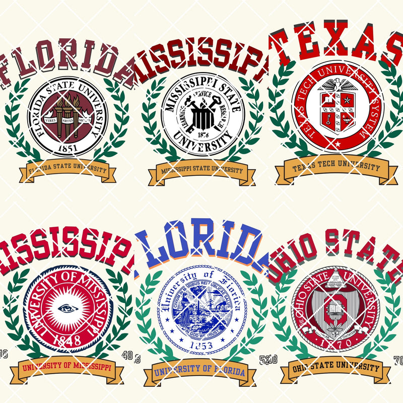 Vintage Gameday Crest sweatshirts or tees