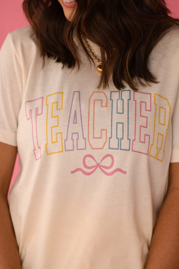 Sweet Teacher bow tee