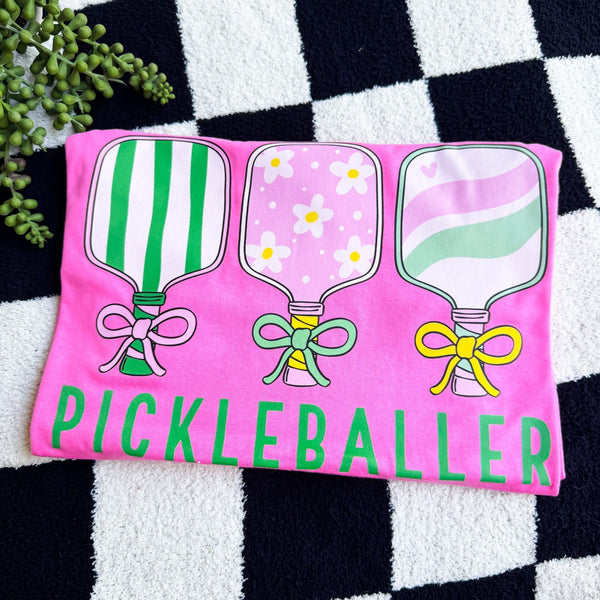 Pickleballer pink tee