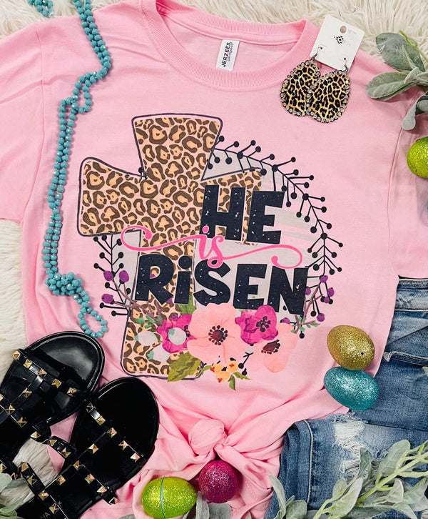He is Risen baby pink tee