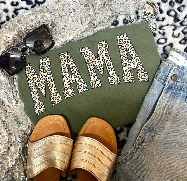 Leopard MAMA Olive tee