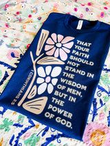 Power of God deep navy tee