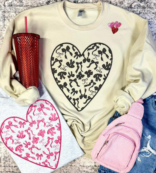 Heart of bows sweatshirt (tan or ash)