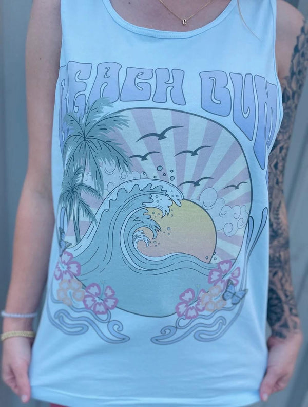 Beach bum Baby blue comfort colors tank