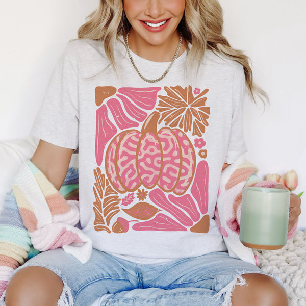 Pink Painted Collage Pumpkin tee