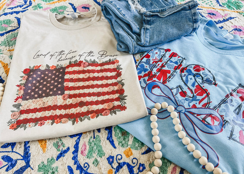 Land of the free because of the brave tee