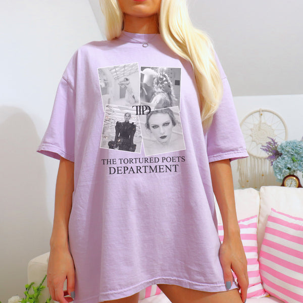 Tortured Poets Dept. pics lavender tee