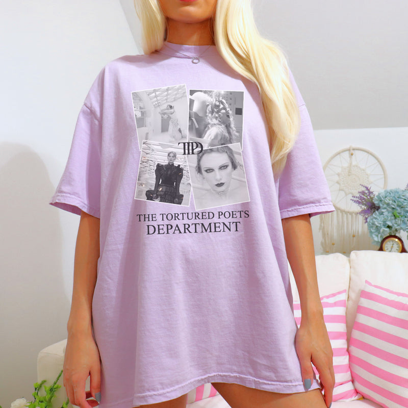 Tortured Poets Dept. pics lavender tee