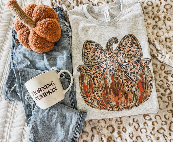 Leopard bow Ash pumpkin tee