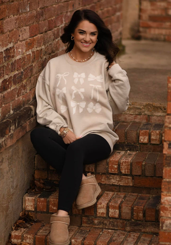 Pretty white bows sweatshirt