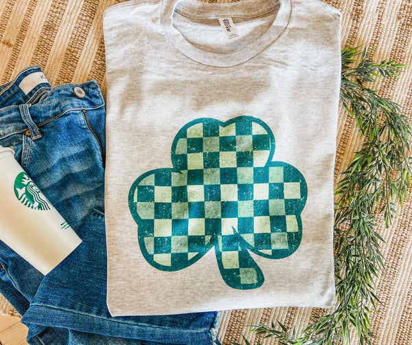 Checked clover ash tee
