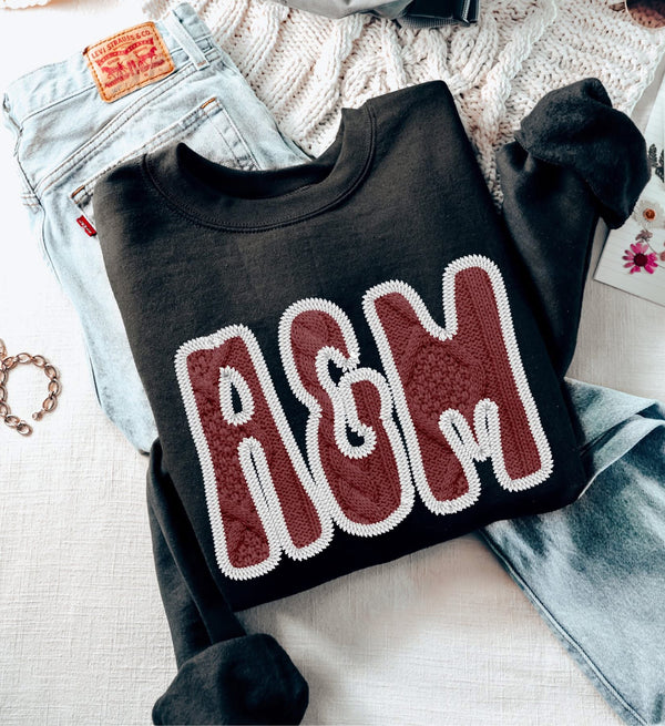SEC Texas A&M faux quilt patch sweatshirt or tee