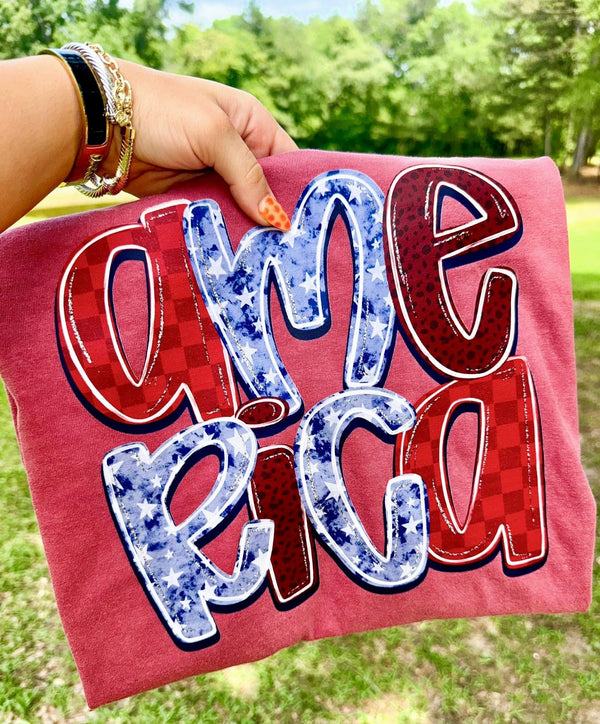 Cute text America tee