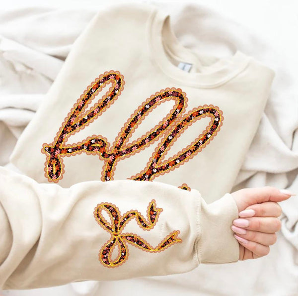 Fall sleeve detail cream sweatshirt