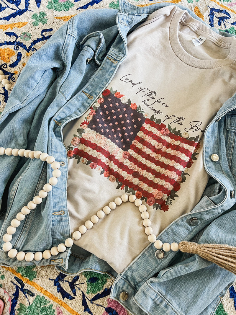 Land of the free because of the brave tee