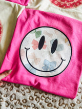 Bow smiley pink tee (adult and youth)