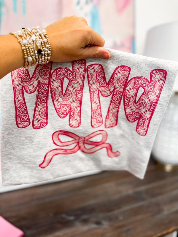 Pink Print Mama 🎀 ash tee