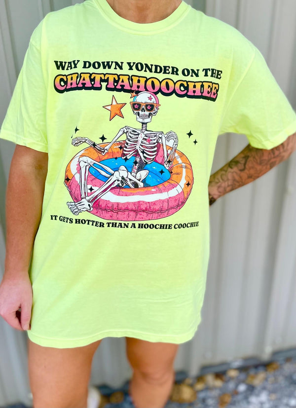 Way down Yonder lime tee
