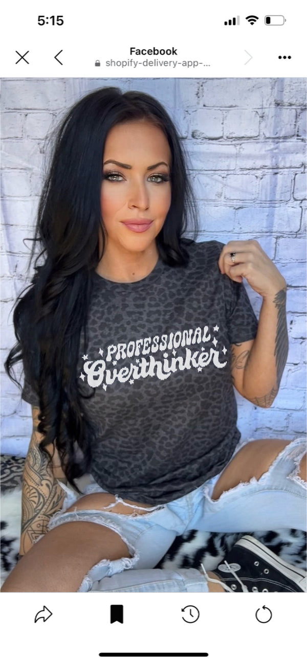 Professional overthinker leopard tee