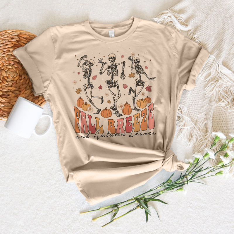 Fall Breeze dancing Skeletons tee