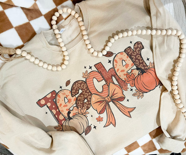 Teacher Fall Bow sweatshirt