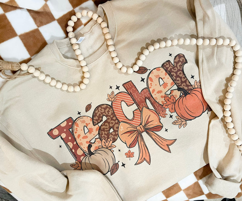 Teacher Fall Bow sweatshirt