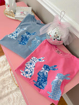 Vintage blue bunny trio tee