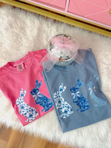Vintage blue bunny trio tee