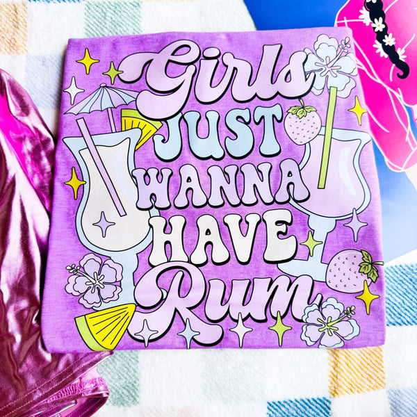 Girls just wanna have rum purple tee