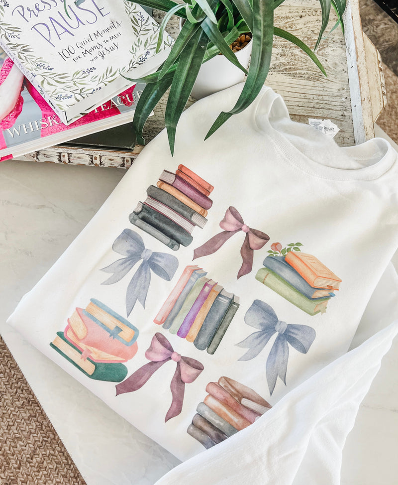 Sweet stacks of books sweatshirt or tee