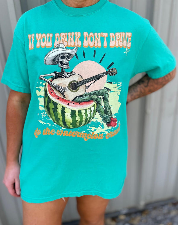Watermelon crawl turquoise tee