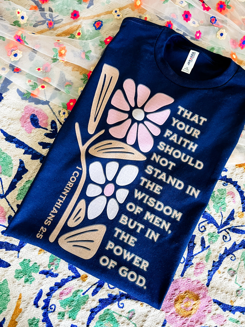 Power of God deep navy tee