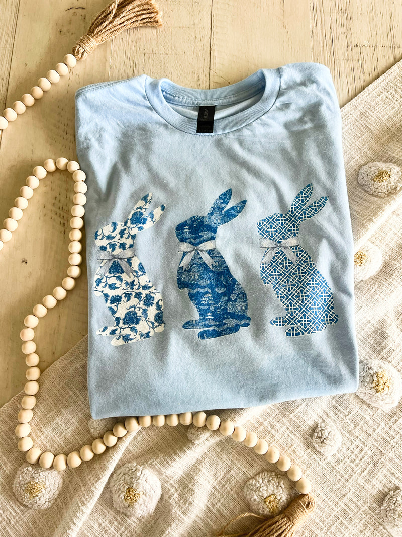 Blue triple bunny tee