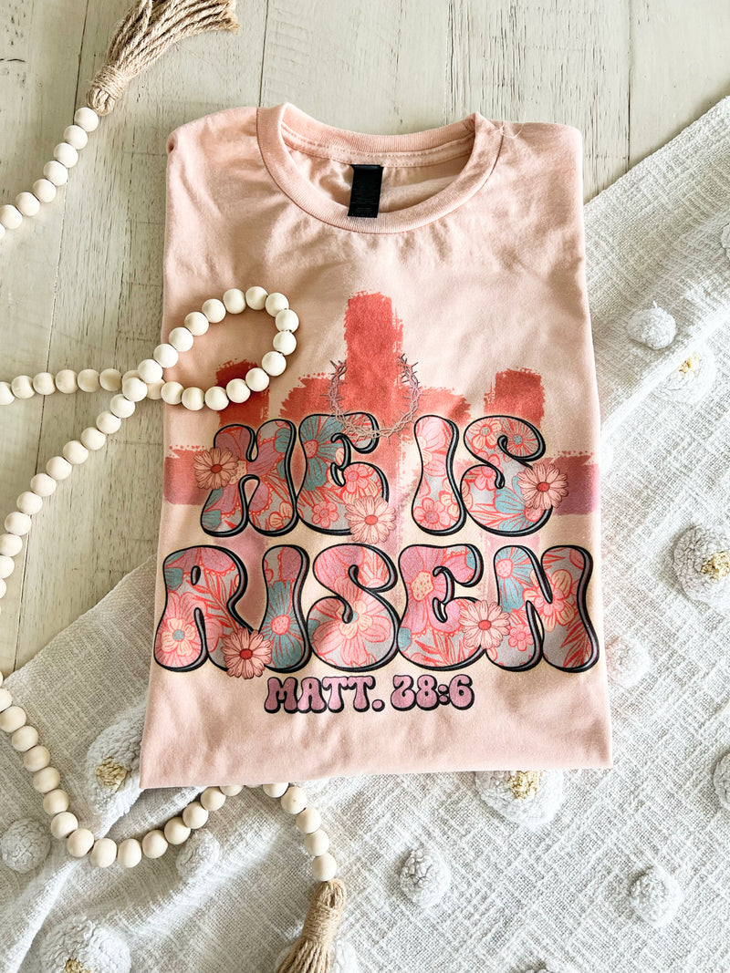 He Is Risen peach tee