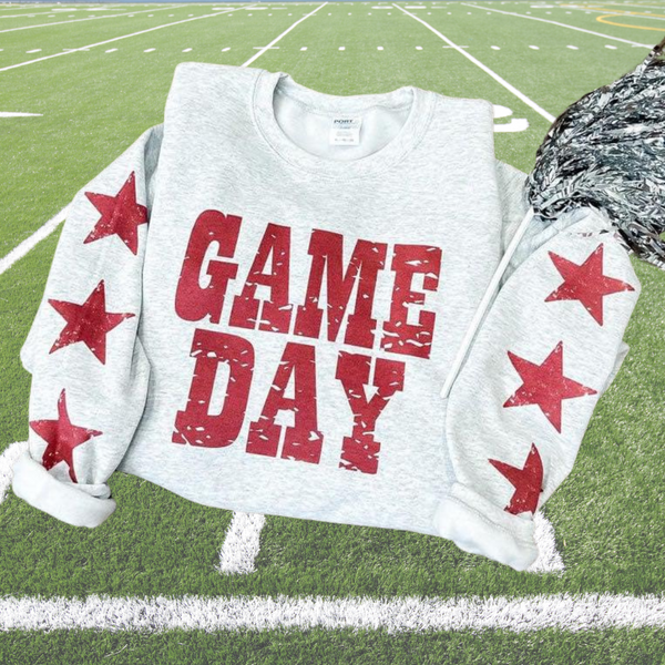 GAME DAY star sleeve Ash sweatshirts